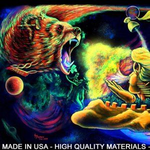Blacklight Tapestry UV Psychedelic Trippy Hippie Home Room Wall Decor UV Art